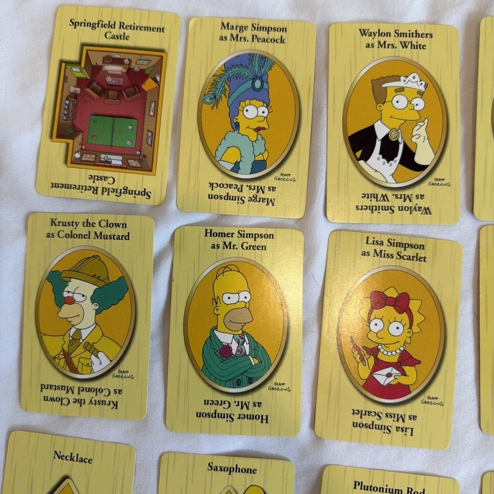 Clue‎ The Simpsons 21 Suspect Weapons and Location Cards Replacement Parts 2000